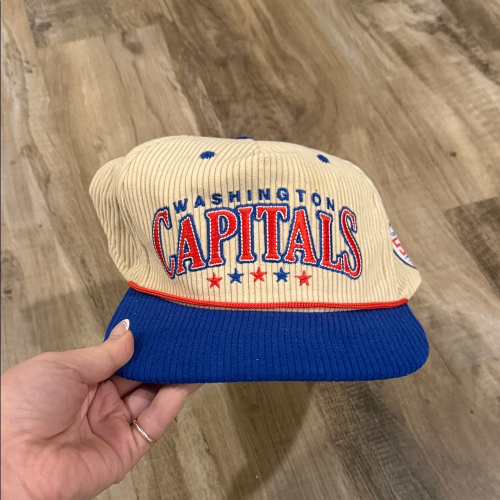 Washington Capitals Corduroy Snapback Hat - Cream & Royal Blue